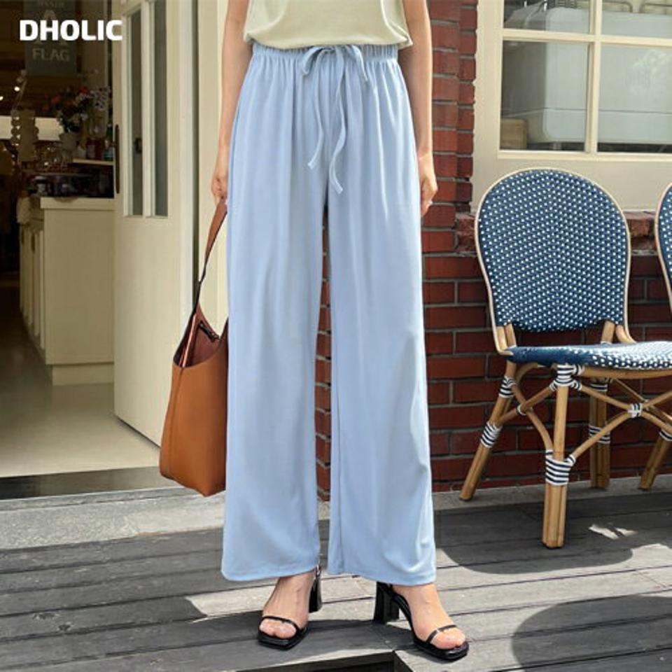 ドロストリブワイドパンツ・全6色・t65396 レディース 【pt】 韓国 ファッション ボトムス ロング ロングパンツ 美脚 カジュアル ルーズ ゆったり ハイウエスト 足長 ワイド ストレート 大人 スリム 10分丈 体型カーバー 細身 夏 春