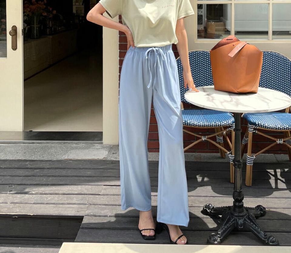 ドロストリブワイドパンツ・全6色・t65396 レディース 【pt】 韓国 ファッション ボトムス ロング ロングパンツ 美脚 カジュアル ルーズ ゆったり ハイウエスト 足長 ワイド ストレート 大人 スリム 10分丈 体型カーバー 細身 夏 春