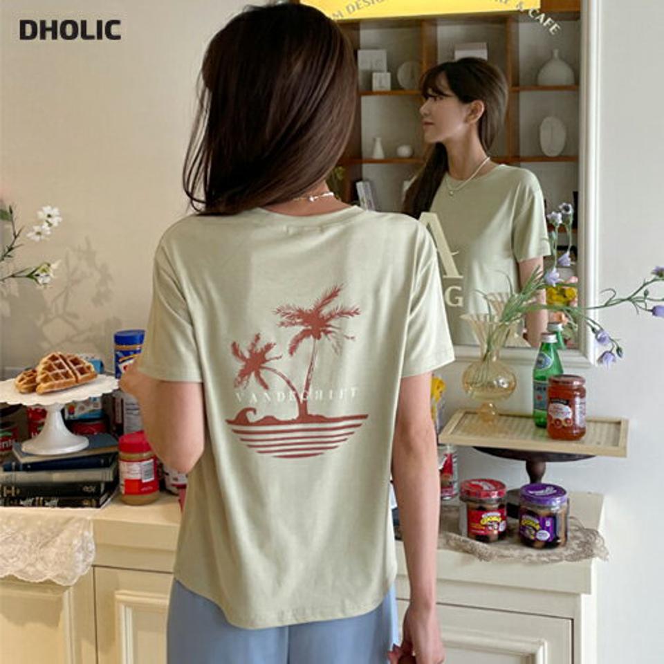 バックプリント半袖Tシャツ・全4色・t65382 レディース 【tops】 韓国 ファッション トップス Tシャツ 半袖 デイリー ルーズ プリント ロゴ ラウンドネック ゆったり 体型カーバー カジュアル 細身 夏 春