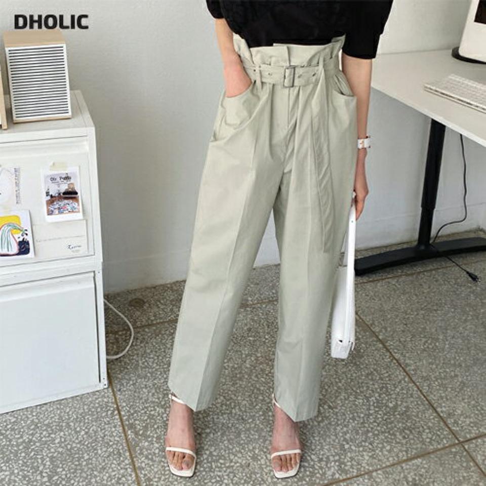 ベルト付ハイウエストパンツ・全2色・t65397 レディース 【pt】 韓国ファッション ボトムス ロング ロングパンツ 美脚 ベルト セット ルーズ ゆったり ハイウエスト 足長 ワイド ストレート 大人 スリム 10分丈 体型カバー 細身 夏 春