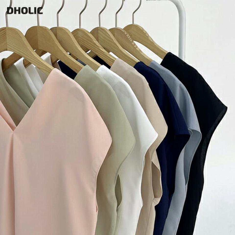 フレンチスリーブVネックブラウス・全7色・b68574 レディース 【bl】 トップス ブラウス フレンチスリーブ Vネック 単色 無地 シンプル ベーシック 大人 きれいめ 春 夏 韓国 ファッション ハイホリHIHOLLI