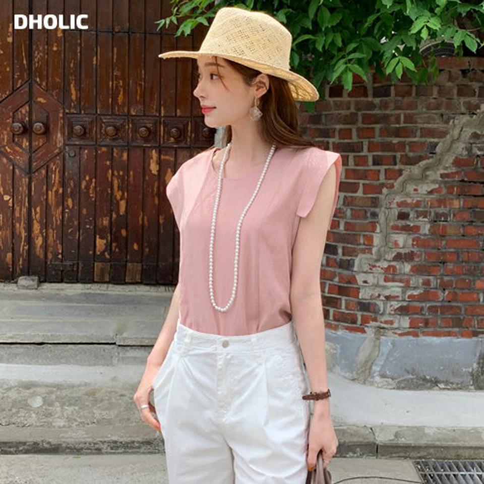 ラウンドショルダースリットブラウス・全4色・b68573 レディース 【bl】【トップス ブラウス スリーブレス ノースリーブ 単色 無地 シンプル カジュアル スリット 春 夏 韓国 ファッション】【ハイホリHIHOLLI】