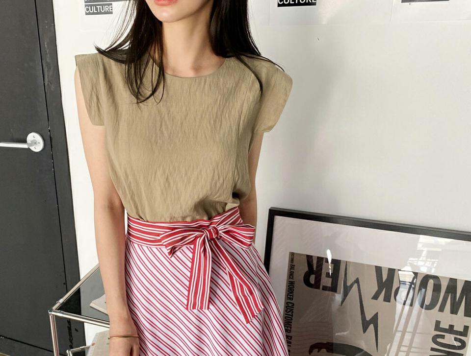 ラウンドショルダースリットブラウス・全4色・b68573 レディース 【bl】【トップス ブラウス スリーブレス ノースリーブ 単色 無地 シンプル カジュアル スリット 春 夏 韓国 ファッション】【ハイホリHIHOLLI】