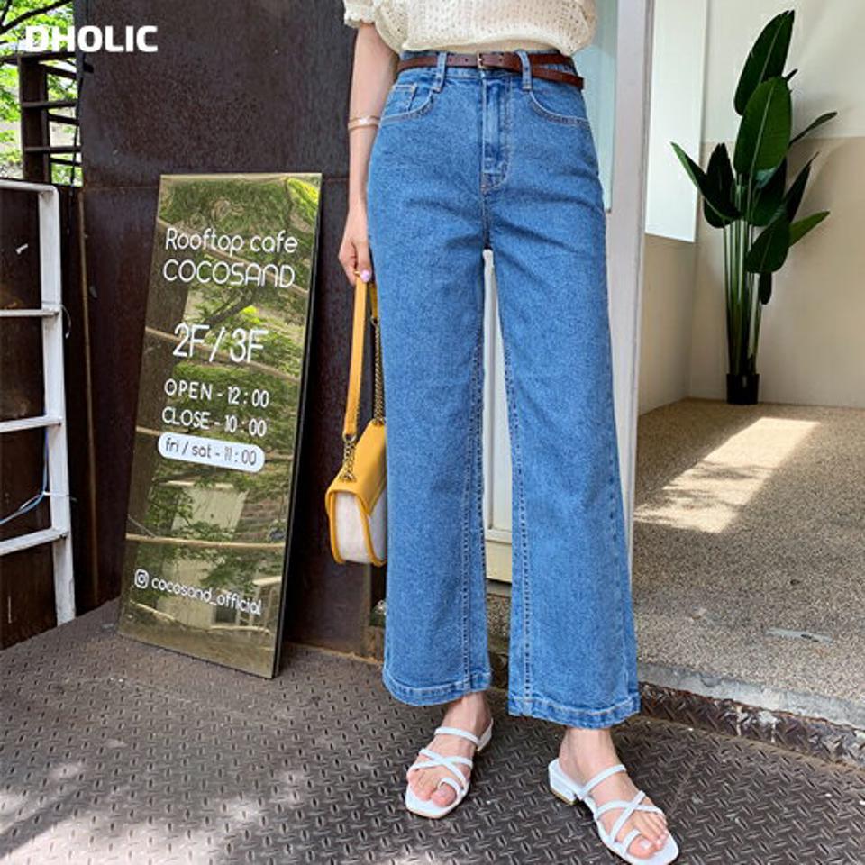 ストレートディープブルーデニムパンツ・全1色・t63763 レディース 【pt】 韓国 ファッション ボトムス ロング ロングパンツ デニム 美脚 ルーズ ゆったり ハイウエスト 足長 ワイド ストレート 大人 スリム 10分丈 体型カーバー 細身 夏 春