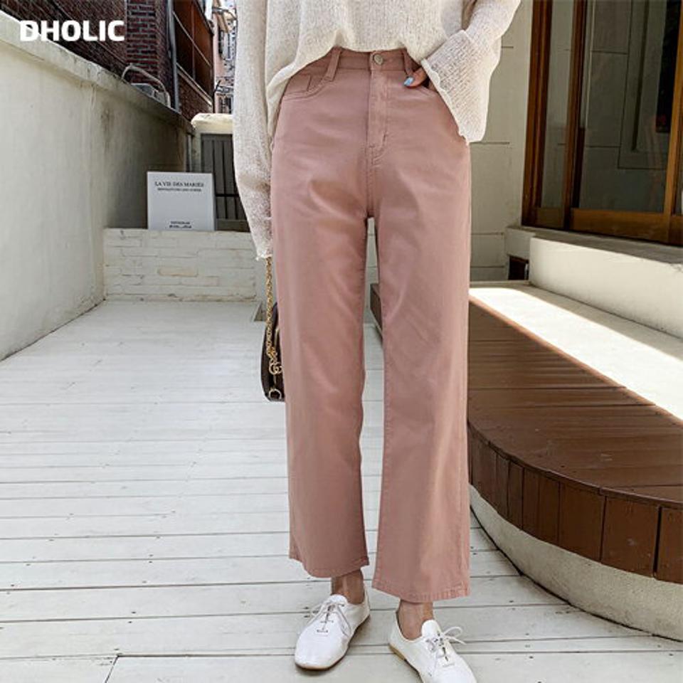 コットンブレンドストレートパンツ・全4色・t63784 レディース 【pt】【韓国 ファッション ボトムス ロング ロングパンツ ベーシック 美脚 コットン ロールアップ 足長 ストレート 大人 スリム 10分丈 体型カーバー 細身 夏 春】