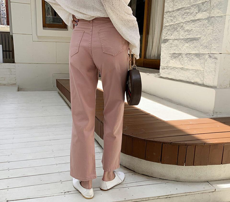 コットンブレンドストレートパンツ・全4色・t63784 レディース 【pt】【韓国 ファッション ボトムス ロング ロングパンツ ベーシック 美脚 コットン ロールアップ 足長 ストレート 大人 スリム 10分丈 体型カーバー 細身 夏 春】
