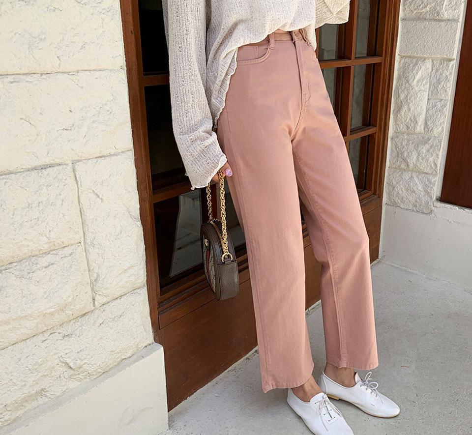 コットンブレンドストレートパンツ・全4色・t63784 レディース 【pt】【韓国 ファッション ボトムス ロング ロングパンツ ベーシック 美脚 コットン ロールアップ 足長 ストレート 大人 スリム 10分丈 体型カーバー 細身 夏 春】