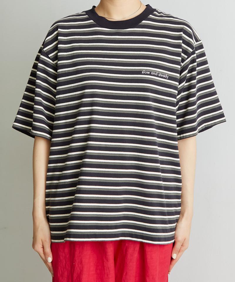 ●〇ロッシェ天竺ボーダー　刺繍Tシャツ（note et silence.）