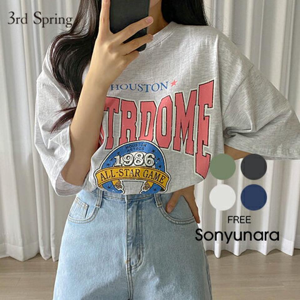 SONYUNARA(ソニョナラ)1986レタリング半袖Tシャツ【5/24up_ka】韓国 韓国ファッション　Tシャツ　半袖　プリント　オーバーサイズ　ビンテージ　レディース ファッション【5】