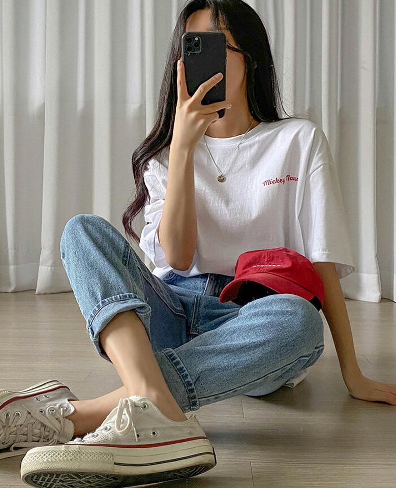 SONYUNARA(ソニョナラ)ミッキープリント半袖Tシャツ【5/24up_ka】韓国 韓国ファッション　Tシャツ　半袖　ミッキー　ディズニー　バックプリント　オーバーサイズ　カジュアル　レディース ファッション【5】