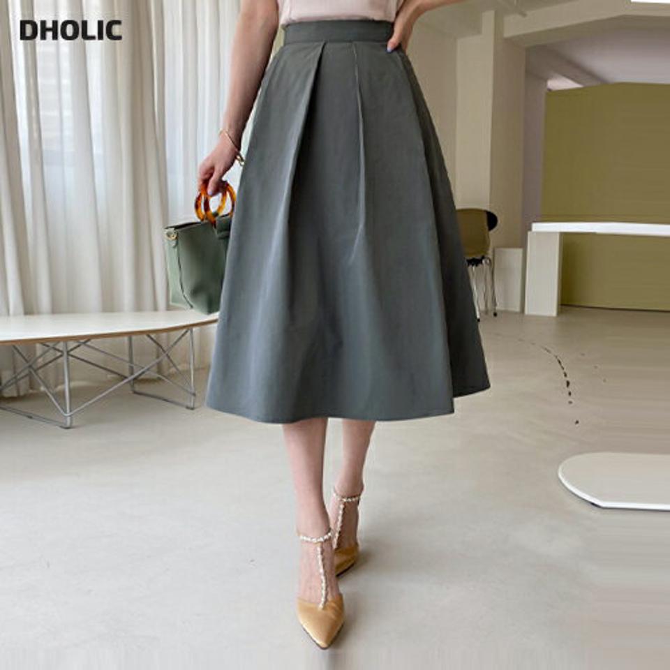 タックフレアミディスカート・全4色・t68543 レディース 【sk】 スカート ミディ丈 ミディスカート フレア タック 単色 無地 シンプル 大人 春 夏 秋 韓国 ファッション ハイホリHIHOLLI