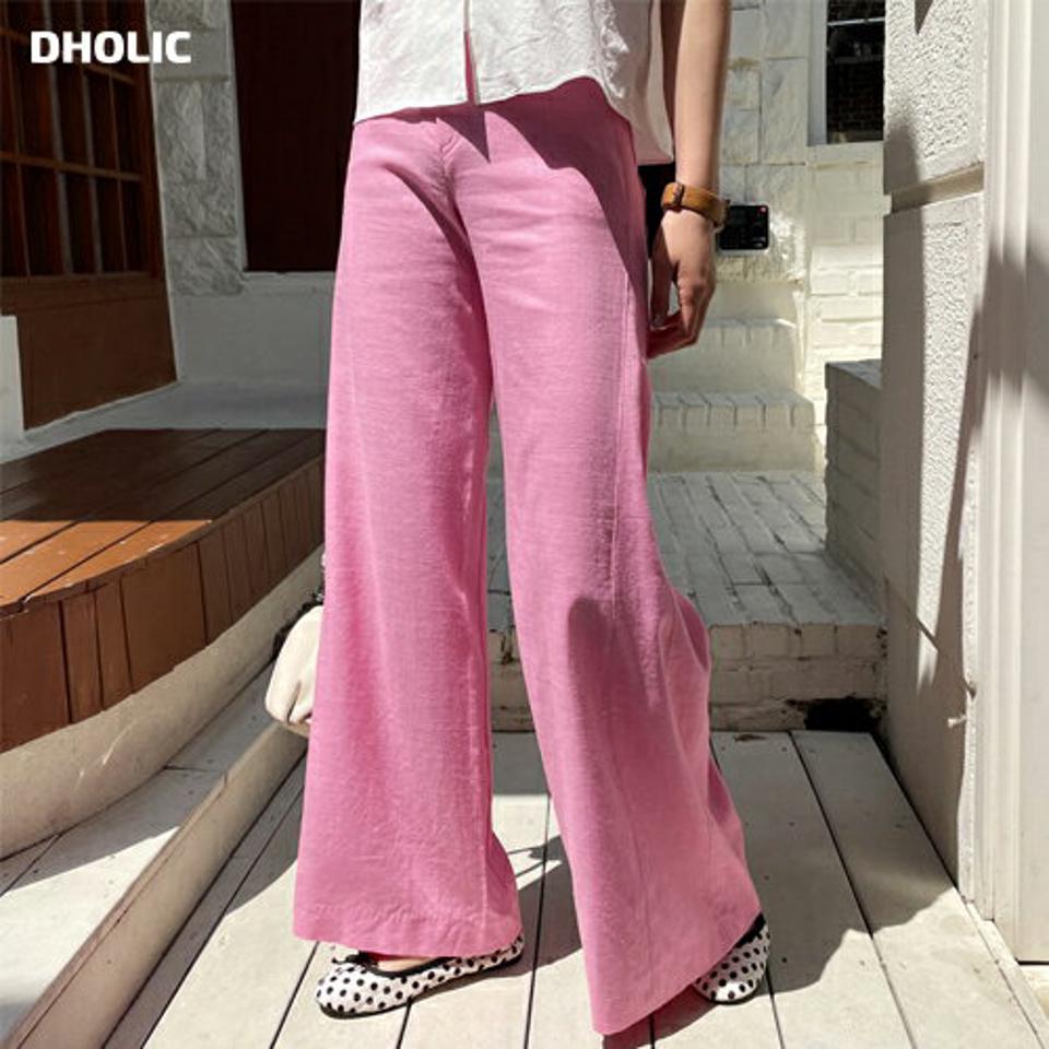 リネンボタンワイドパンツ・全3色・t64211 レディース 【pt】 韓国 ファッション ボトムス パンツ ロング ロングパンツ リネン 美脚 ワイド ワイドパンツ スリム 細身 体型カーバー 10分丈 十分丈 カジュアル 春 夏 NIJU