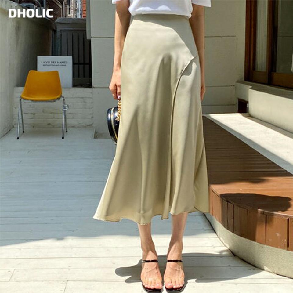 レイヤードサテンスカート・全3色・b65224 レディース 【sk】 韓国 ファッション ボトムス スカート ロング ロングスカート フェミニン 光沢 上品 サテン レイヤード 大人 カジュアル 体型カバー 細身 スリム 夏 春