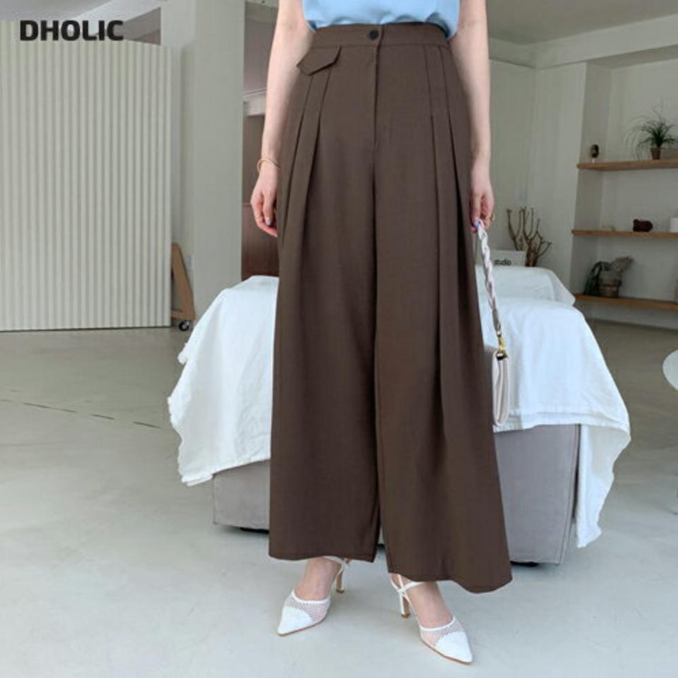 フラップツータックパンツ・全4色・b68545 レディース 【pt】 パンツ ズボン ロングパンツ タック 単色 無地 シンプル カジュアル ラフ 春 夏 韓国 ファッション ハイホリHIHOLLI