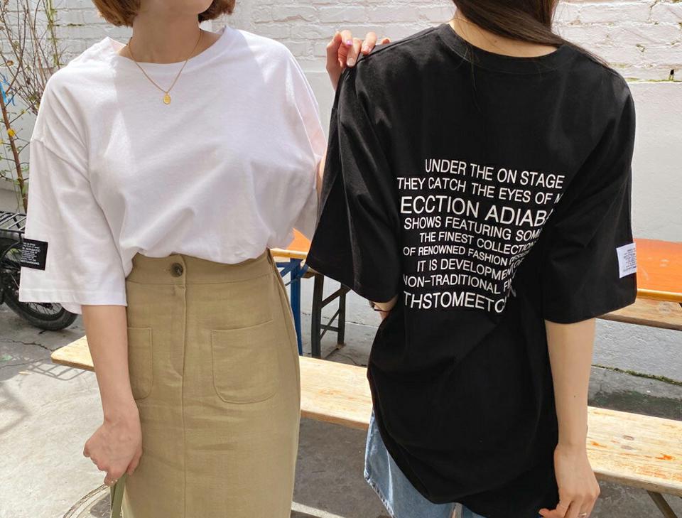 バックレタリングボクシーTシャツ・全4色・t57451 レディース 【tops】【韓国 ファッション トップス Tシャツ 半袖 デイリー ボクシー レタリング ルーズ プリント ロゴ ラウンドネック ゆったり 体型カーバー カジュアル 細身 夏 春】