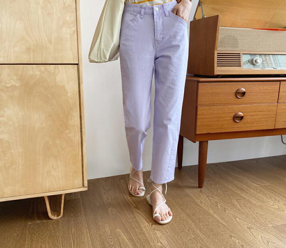 クロップドストレートパンツ・全4色・t57468 レディース 【pt】 韓国 ファッション ボトムス ロング ロングパンツ 美脚 スリム フィット デイリー 足長 ストレート 大人 10分丈 体型カーバー 細身 夏 春