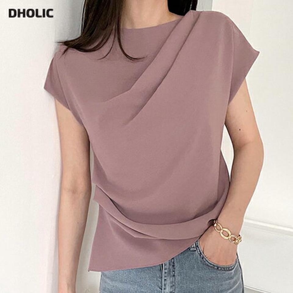 ドレープフレンチスリーブブラウス・全3色・t68641 レディース 【bl】 トップス ブラウス フレンチスリーブ ショートスリーブ ドレープ 単色 無地 シンプル フェミニン 大人 春 夏 韓国 ファッション ハイホリHIHOLLI