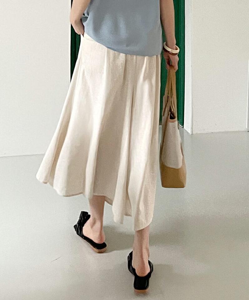 リネン混フレアパンツ・全4色・b68644 レディース 【pt】【パンツ ズボン ロングパンツ フレア ワイド スカンツ リネン 単色 無地 シンプル カジュアル ラフ 春 夏 韓国 ファッション】【ハイホリHIHOLLI】