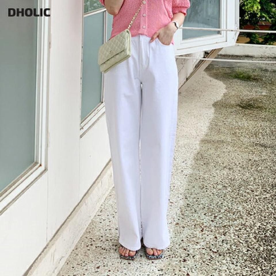 コットンワイドパンツ・全2色・t62161 レディース 【pt】 韓国 ファッション ボトムス ロング ロングパンツ 美脚 スリム ハイウエスト ワイド デイリー 足長 ストレート 大人 10分丈 体型カーバー 細身 夏 春