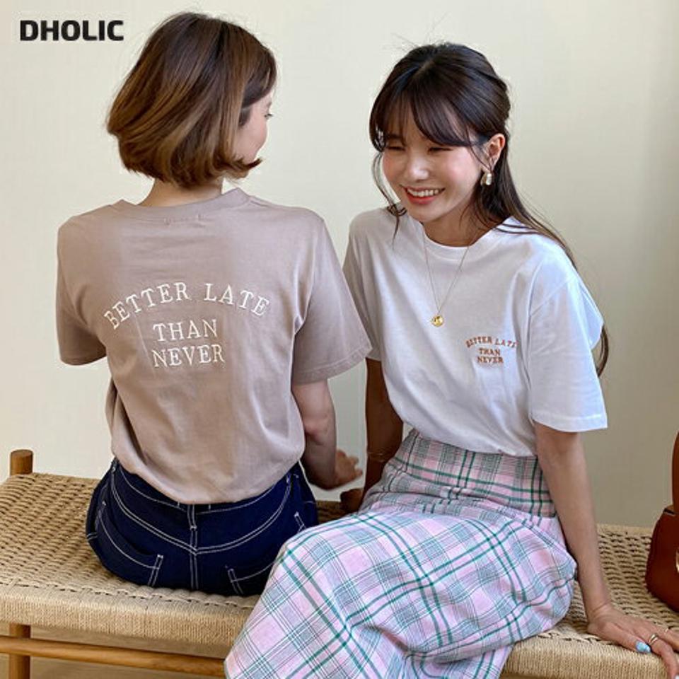 レタリング刺繍半袖Tシャツ・全4色・t63850 レディース 【tops】 韓国 ファッション トップス Tシャツ 半袖 デイリー ルーズ レタリング 刺繍 ラウンドネック ロゴ カジュアル 細身 体型カーバー 夏 春