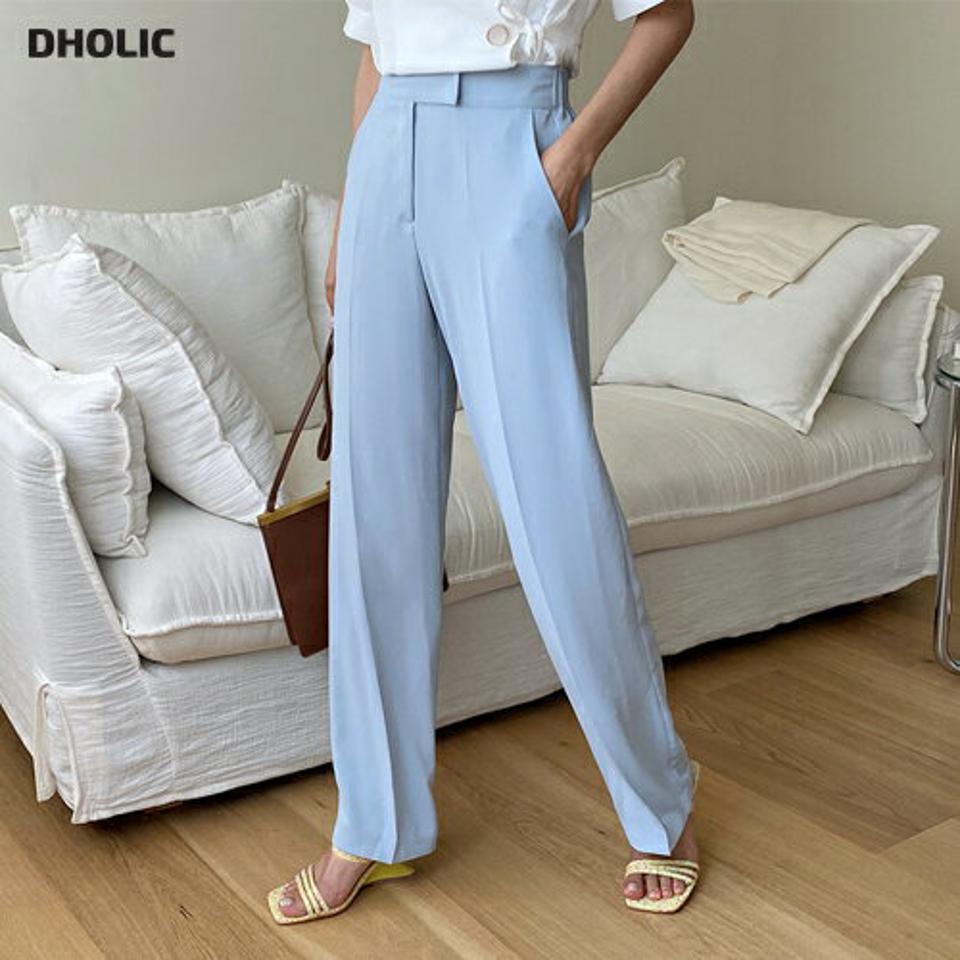 【全品10%OFF】バックゴムストレートスラックス・全3色・b63831 レディース 【pt】【韓国 ファッション ボトムス ロング ロングパンツ 美脚 スラックス スリム デイリー 足長 ストレート ワイド 大人 10分丈 体型カーバー 細身 夏 春】