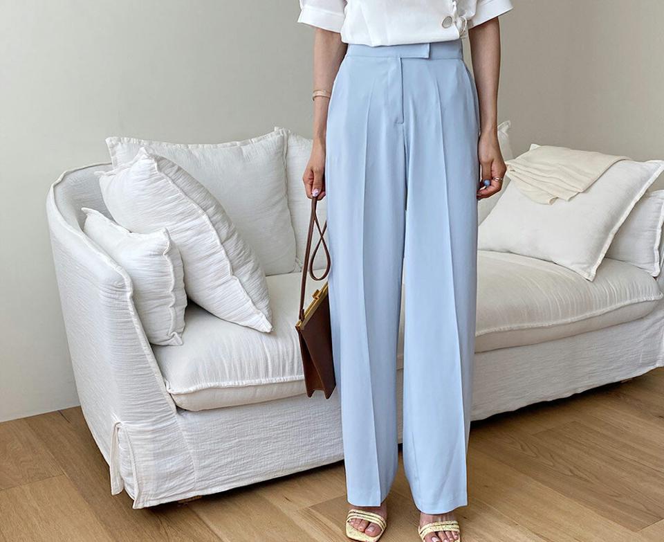 【全品10%OFF】バックゴムストレートスラックス・全3色・b63831 レディース 【pt】【韓国 ファッション ボトムス ロング ロングパンツ 美脚 スラックス スリム デイリー 足長 ストレート ワイド 大人 10分丈 体型カーバー 細身 夏 春】