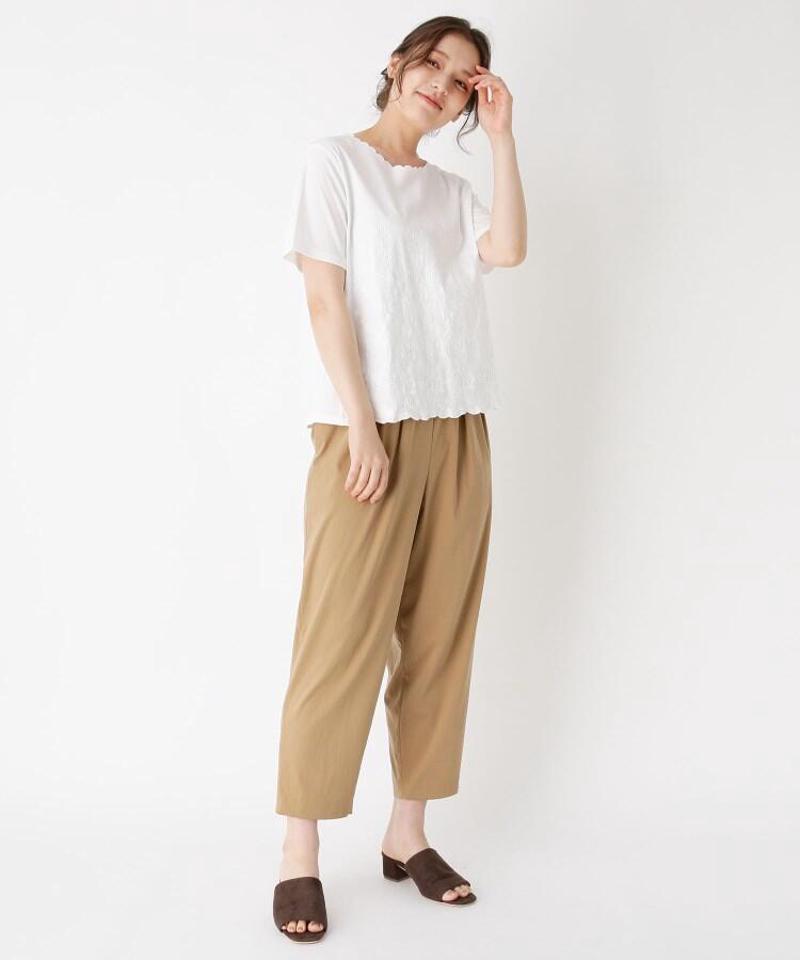 「Lサイズ」フラワー刺しゅうスカラップスムースプルオーバー