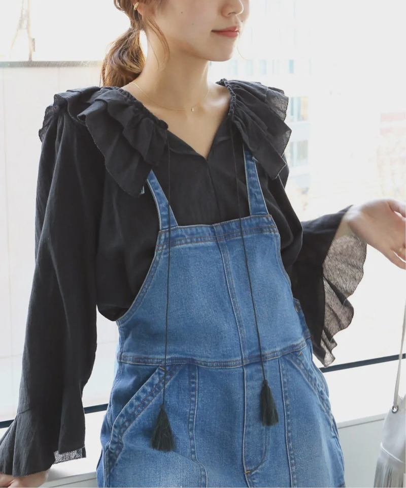 コットンボイルフリルショートブラウス◆（JOURNAL STANDARD relume）