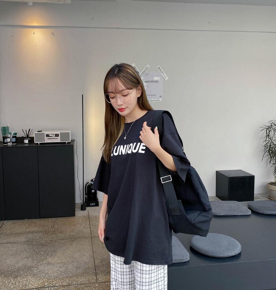 SONYUNARA(ソニョナラ)UNIQUEレトロプリント半袖Tシャツ【5/28up_ka】韓国 韓国ファッション Tシャツ 半袖 ロゴ オーバーサイズ 体型カバー ストリート カジュアル レディース ファッション【5】