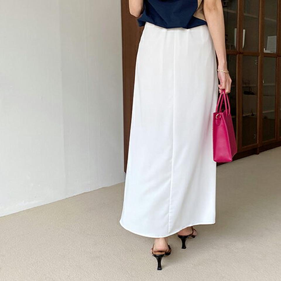 バックゴムHラインスカート・全3色・t68729 レディース 【sk】 スカート ロング ロングスカート Hライン 単色 無地 シンプル ベーシック 大人 フェミニン 春 夏 秋 韓国 ファッション ハイホリHIHOLLI
