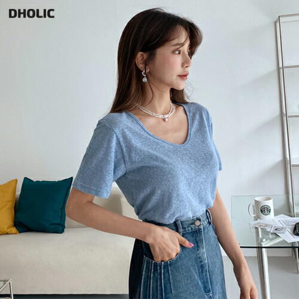 リネンブレンドVネックTシャツ・全8色・t65418 レディース 【tops】 韓国 ファッション トップス Tシャツ 半袖 デイリー リネン Vネック やわらかい ハーフスリーブ ルーズ ゆったり カジュアル 細身 体型カーバー フェミニン 上品 夏 春