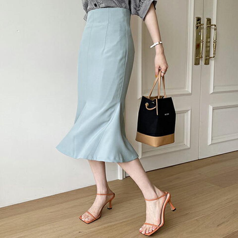 マーメイドスカート・全4色・b68730 レディース 【sk】 スカート ミディ丈 ミディスカート マーメイド 単色 無地 シンプル フェミニン 春 夏 秋 韓国ファッション ハイホリHIHOLLI