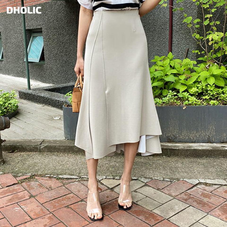【只今10%OFF】アンバランスマーメイドスカート・全3色・t68674 レディース 【sk】 スカート ロング マーメイド アンバランス 単色 無地 レディ ウエストゴム かわいい 大人 春 夏 韓国 ファッション ハイホリHIHOLLI