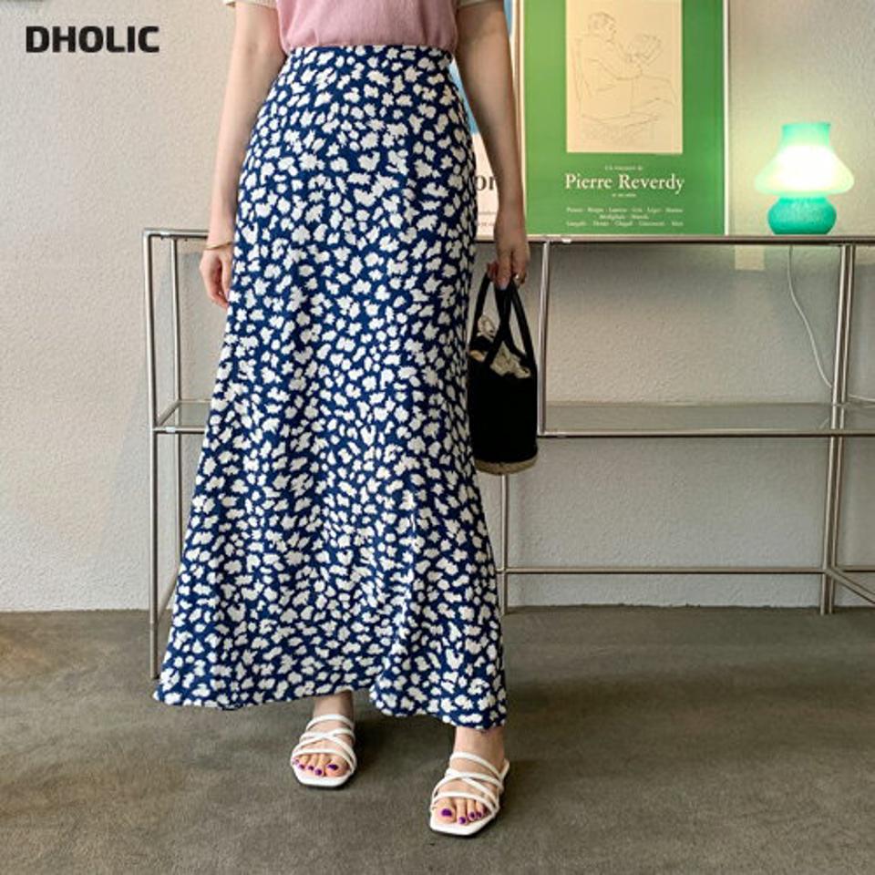 【全品10%OFF】バックゴムプリントスカート・全2色・t68677 レディース 【sk】【スカート ロング プリント 総柄 フレア シック カジュアル 春 夏 韓国 ファッション】【ハイホリHIHOLLI】