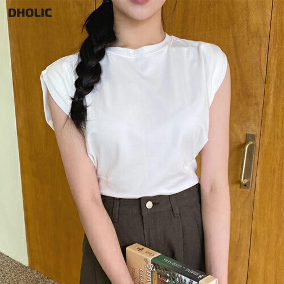 ラウンドタックスリーブレス・全4色・b64237 レディース 【tops】 韓国 ファッション トップス スリーブレス ノースリーブ スリム フィット シンプル ラウンドネック 体型カーバー 細身 ベーシック 無地 春 夏 NIJU