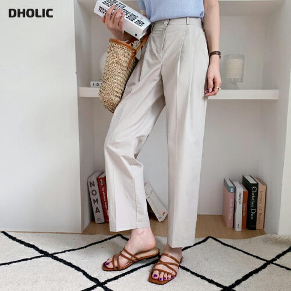 コットンタックパンツ・全3色・b68676 レディース 【pt】【パンツ ズボン ロングパンツ タック コットン 綿 単色 無地 シンプル ベーシック カジュアル 大人 春 夏 韓国 ファッション】【ハイホリHIHOLLI】