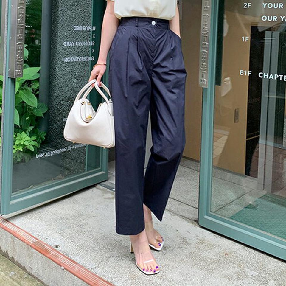 コットンタックパンツ・全3色・b68676 レディース 【pt】【パンツ ズボン ロングパンツ タック コットン 綿 単色 無地 シンプル ベーシック カジュアル 大人 春 夏 韓国 ファッション】【ハイホリHIHOLLI】