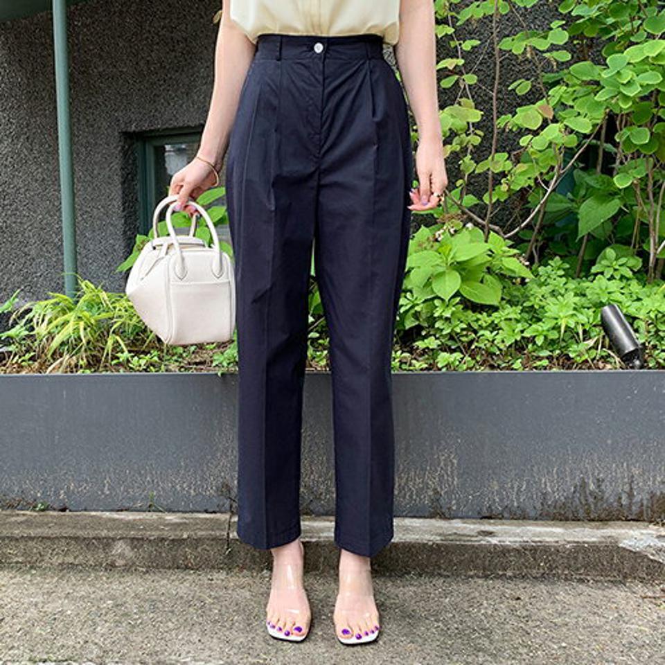 コットンタックパンツ・全3色・b68676 レディース 【pt】【パンツ ズボン ロングパンツ タック コットン 綿 単色 無地 シンプル ベーシック カジュアル 大人 春 夏 韓国 ファッション】【ハイホリHIHOLLI】