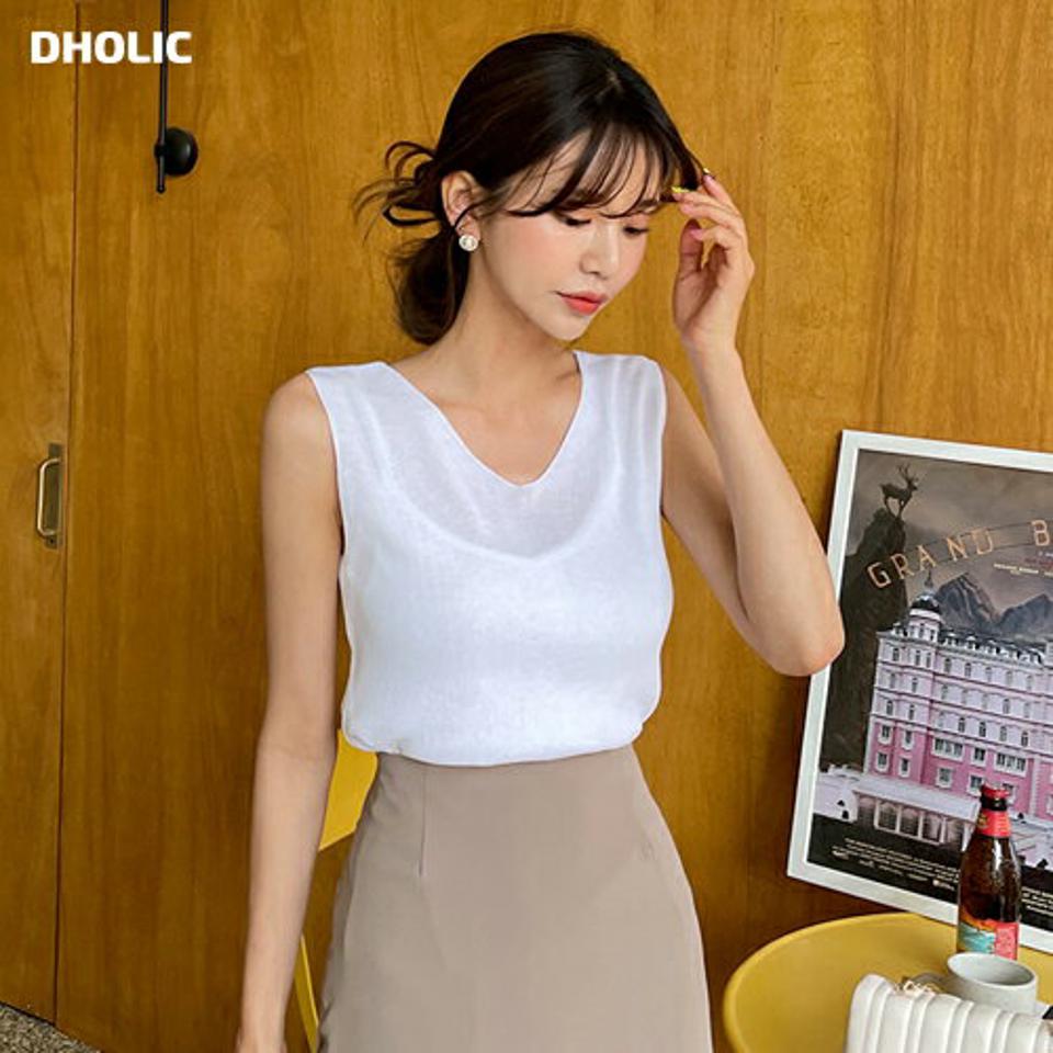 ≪人気商品再入荷≫Vネックスリーブレス・全6色・t65252 レディース 【tops】 韓国 ファッション トップス ニット Vネック やわらかい スリム フィット スリーブレス ノースリーブ デイリー 体型カーバー カジュアル 細身 夏 春