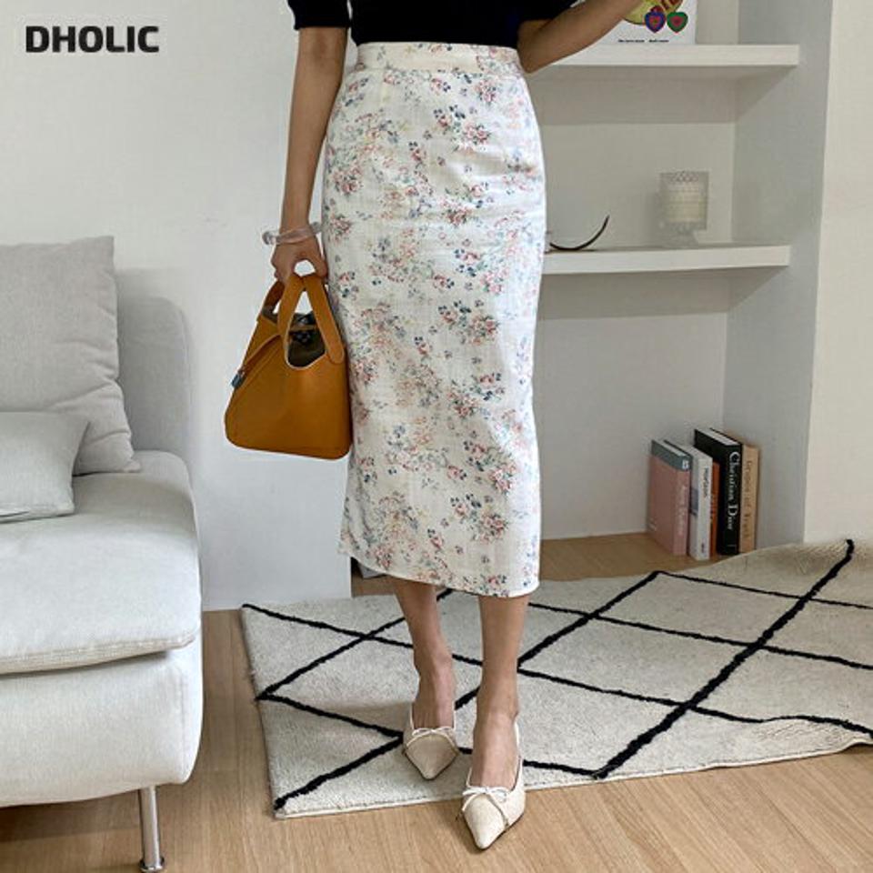 【全品10%OFF】フローラルバックスリットスカート・全2色・t68673 レディース 【sk】【スカート ミディ丈 ミディスカート スリット 花柄 フラワー フェミニン 小花柄 大人 かわいい 上品 春 夏 秋 韓国 ファッション】【ハイホリHIHOLLI】