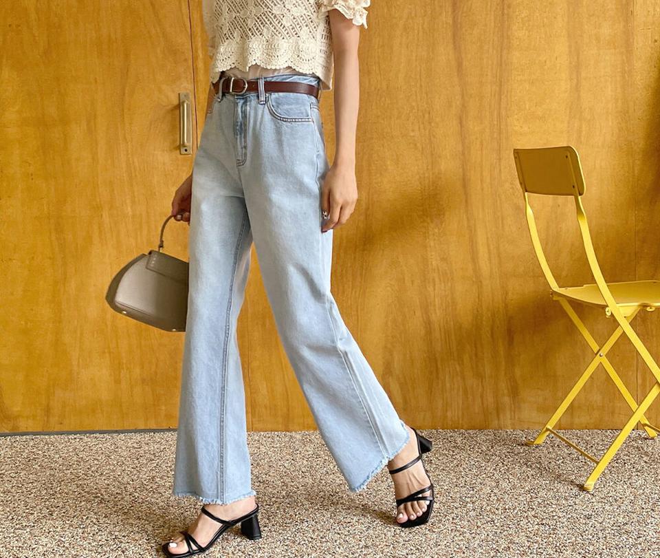 カットオフデニムパンツ・全1色・t65257 レディース 【pt】 韓国ファッション ボトムス ロング ロングパンツ デニム ワイド 足長 ストレート 大人 10分丈 体型カバー 細身 美脚 カットオフ 夏 春