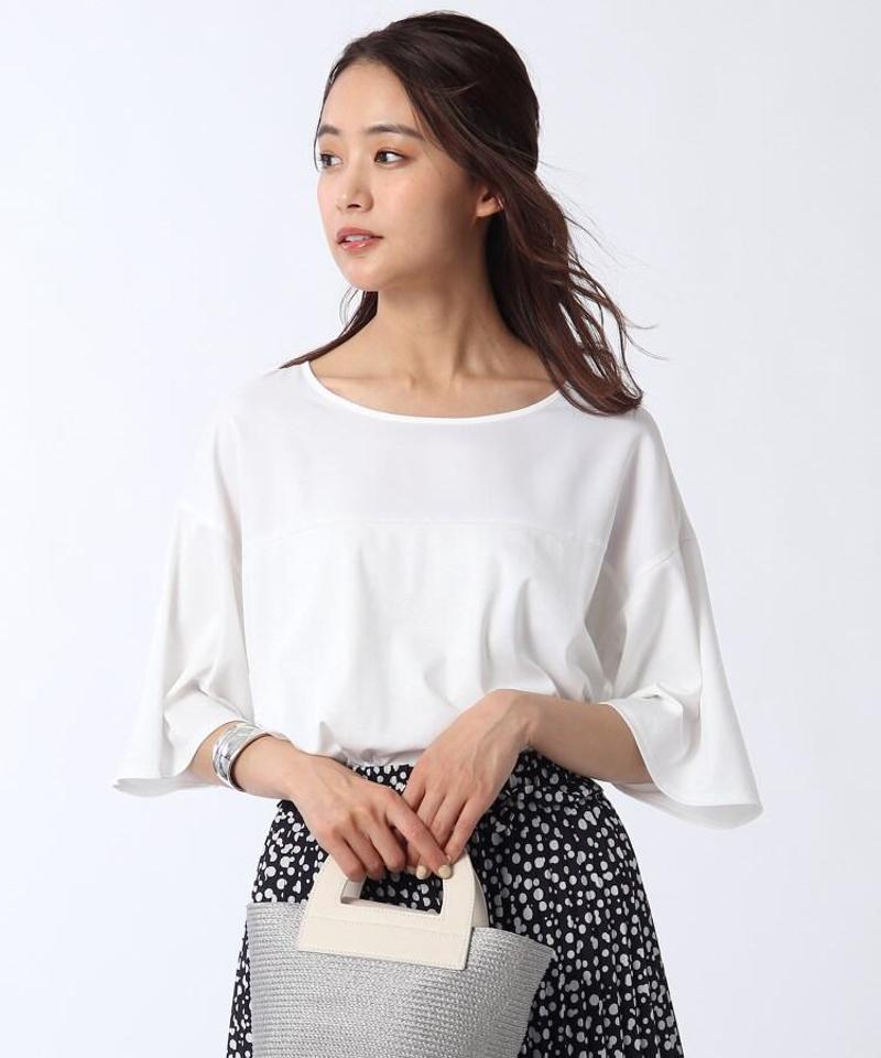 【洗える】異素材切替五分袖プルオーバー