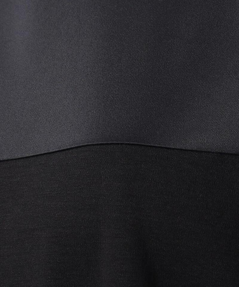 【洗える】異素材切替五分袖プルオーバー