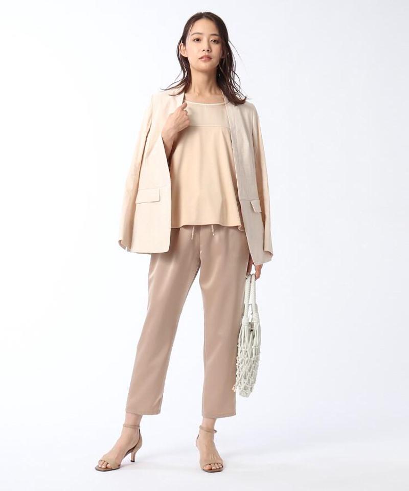 【洗える】異素材切替五分袖プルオーバー