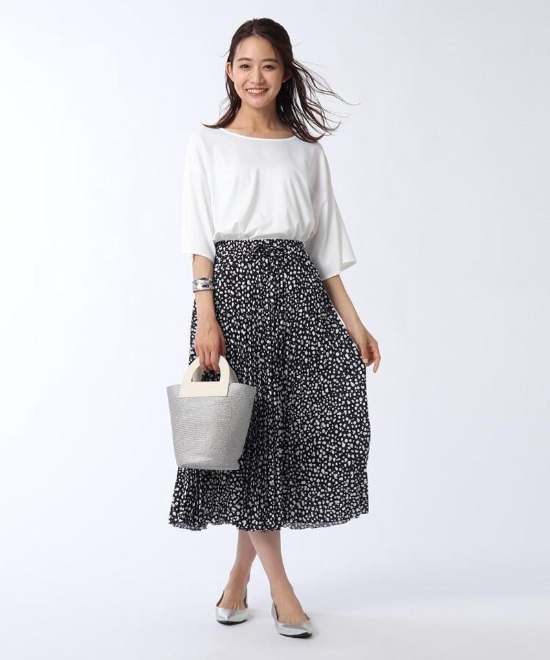 【洗える】異素材切替五分袖プルオーバー