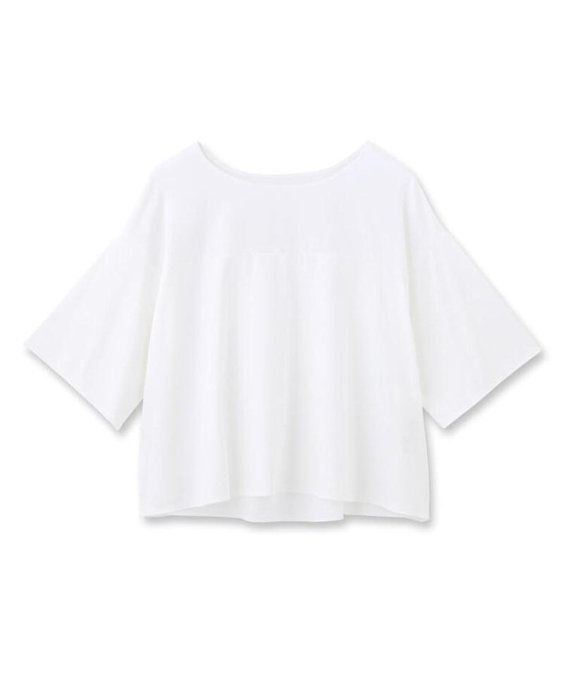 【洗える】異素材切替五分袖プルオーバー