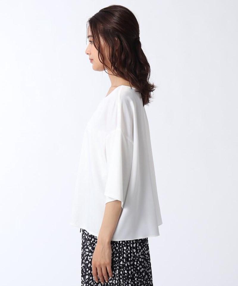 【洗える】異素材切替五分袖プルオーバー