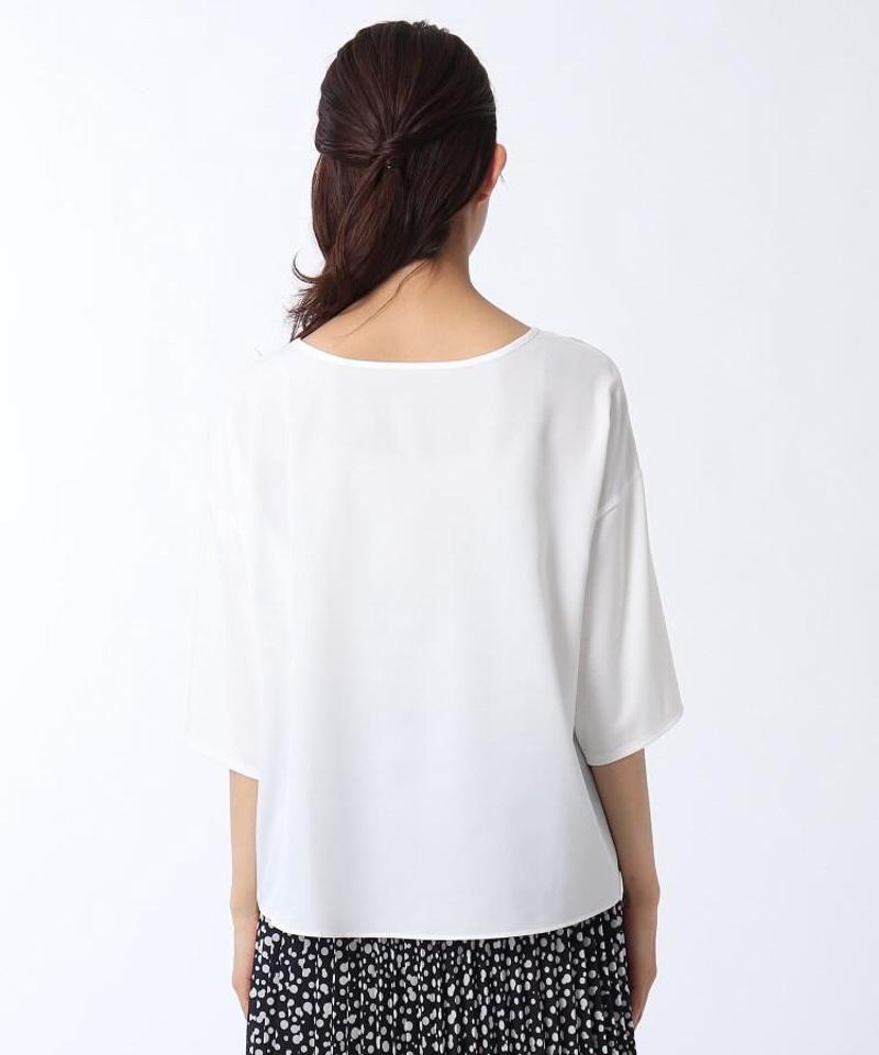 【洗える】異素材切替五分袖プルオーバー