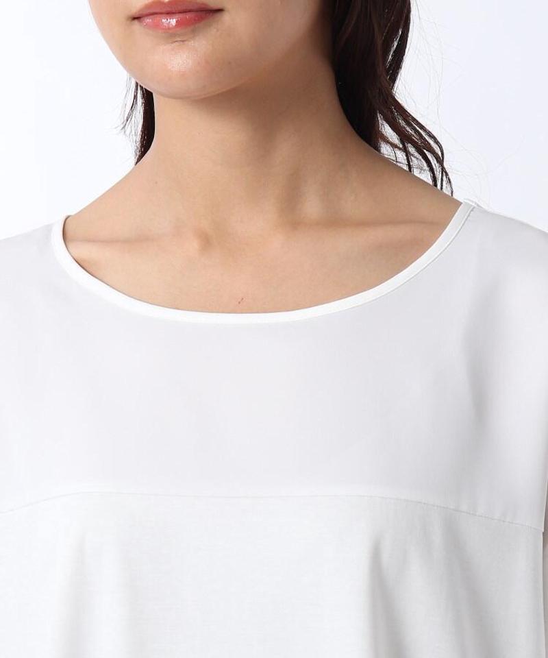 【洗える】異素材切替五分袖プルオーバー