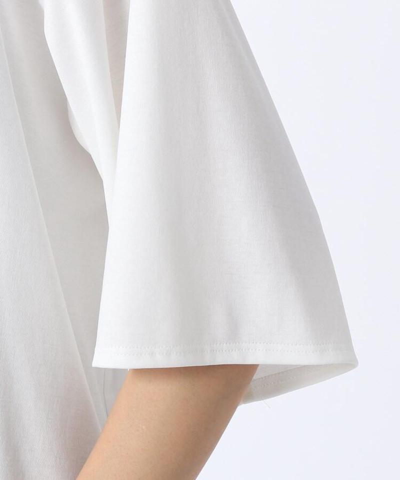 【洗える】異素材切替五分袖プルオーバー